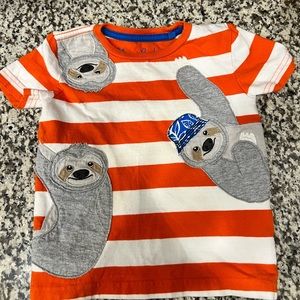 Mini Boden Sloth Short Sleeve Tshirt Size 2-3
